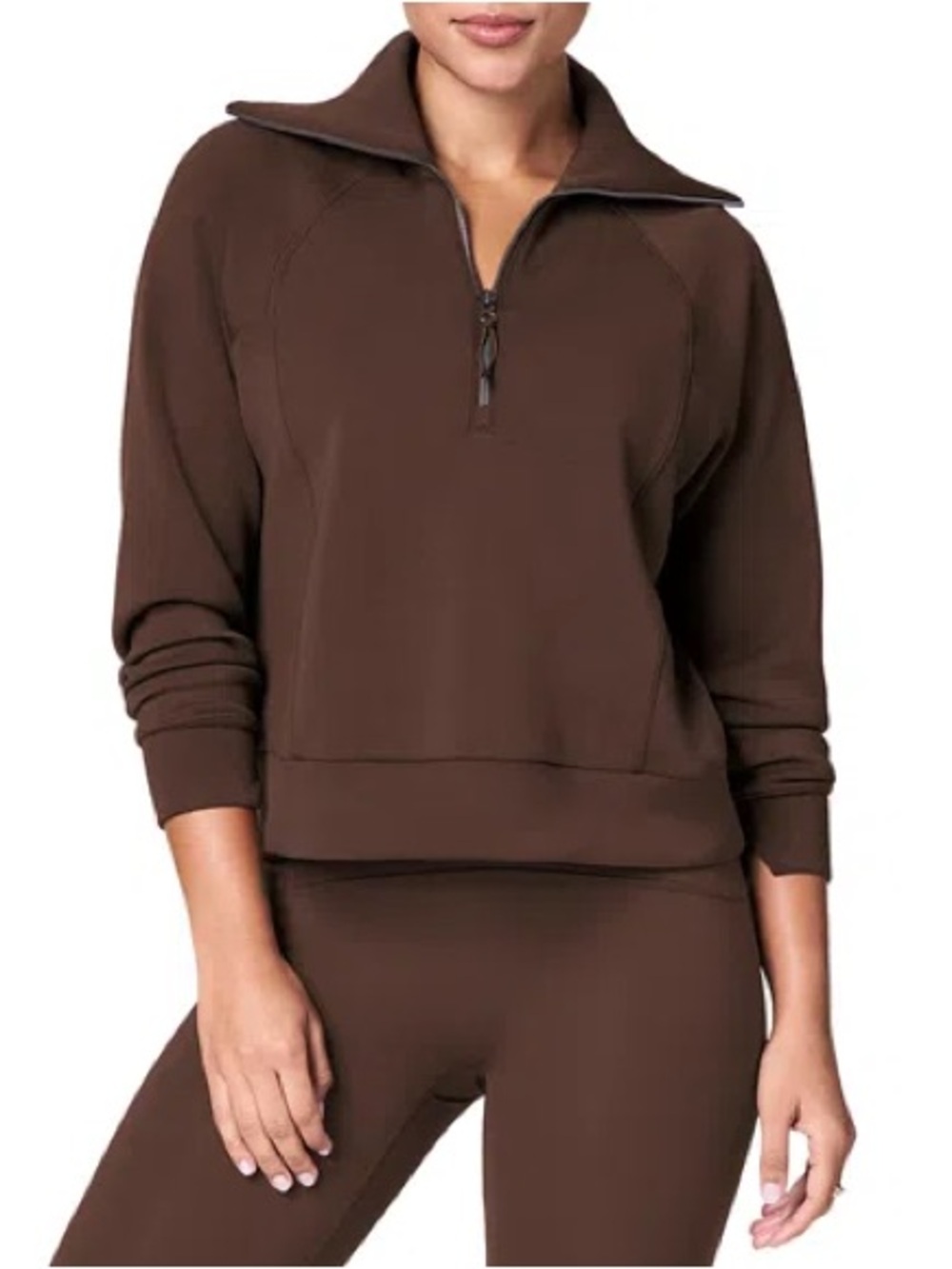 SPANX Airessentials Half Zip Sweatshirt In Espresso